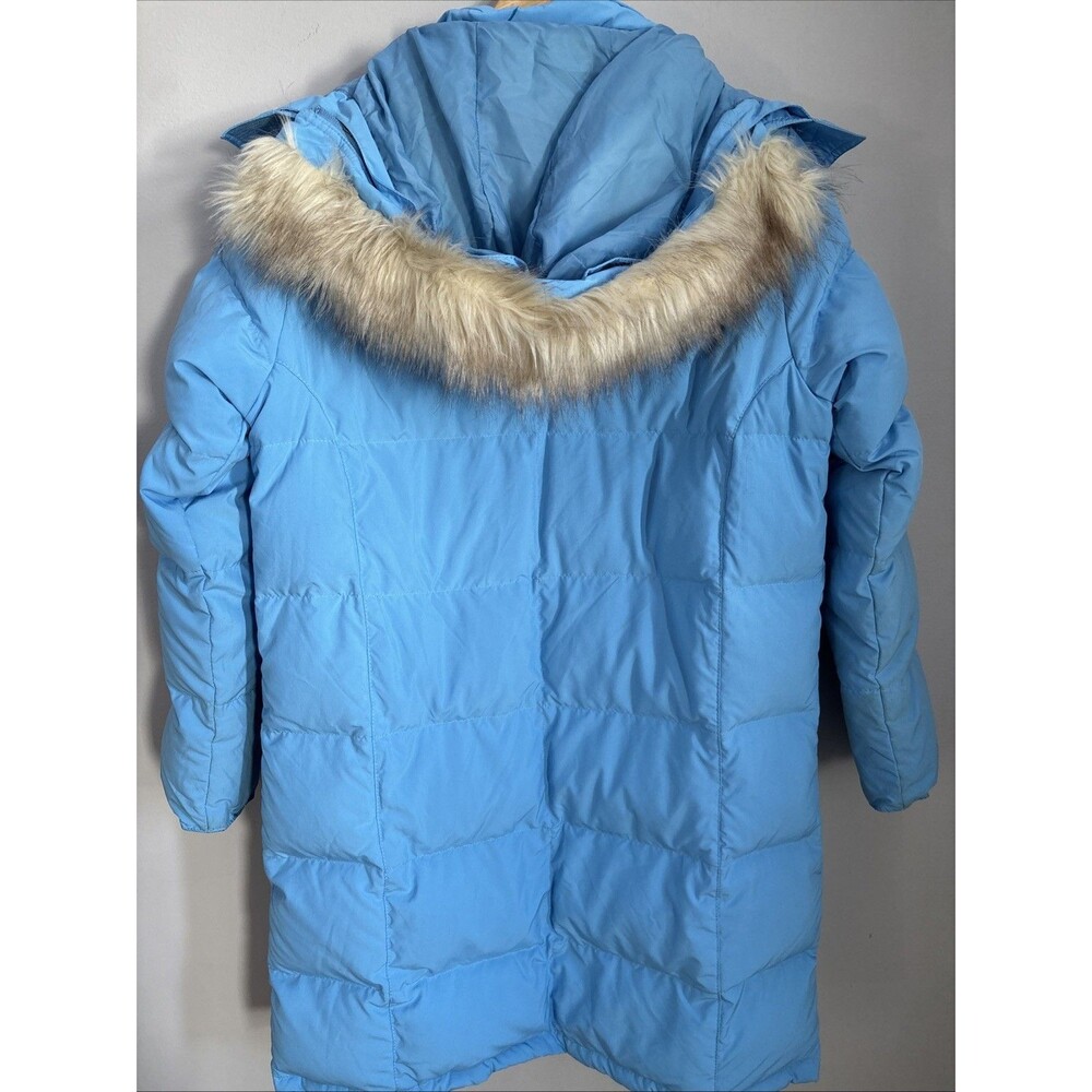 VTG LL Bean Medium Goose Down Hooded Y2K 90s VeganJacket Removable Hood Blue - Picture 4 of 5